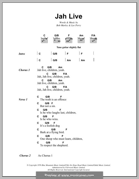Jah Live (Bob Marley): Text und Akkorde by Lee Scratch Perry 