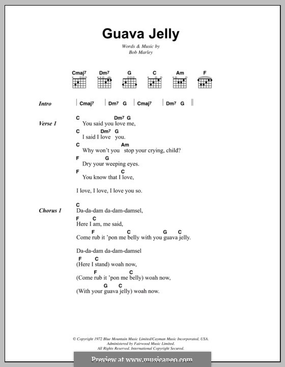 Guava Jelly: Text und Akkorde by Bob Marley
