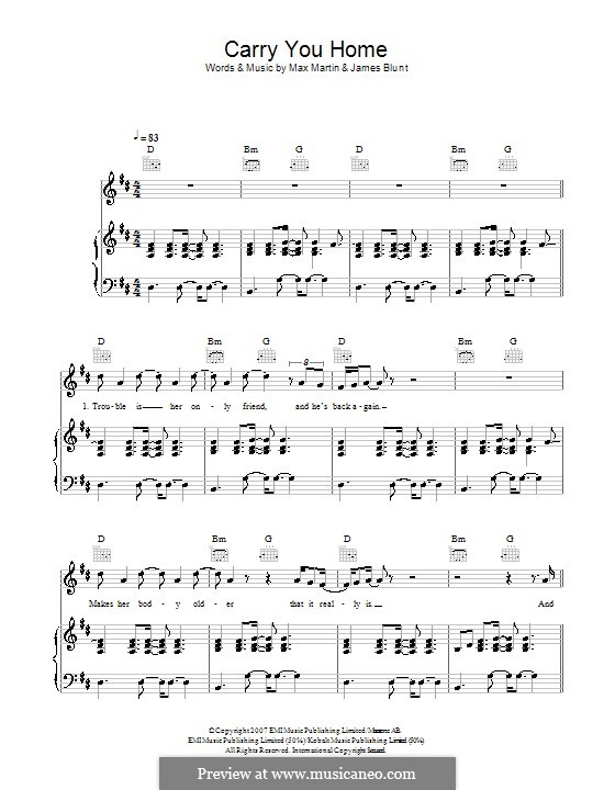 Carry You Home: Für Stimme und Klavier (oder Gitarre) by James Blunt, Max Martin