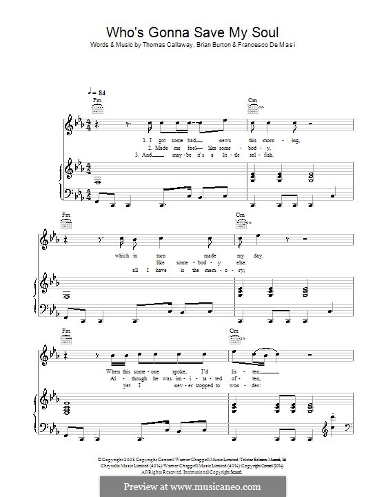 Who's Gonna Save My Soul (Gnarls Barkley) von B. Burton, F.D. Masi, T