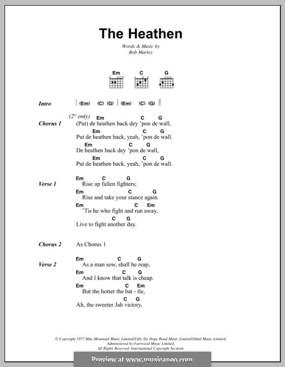 The Heathen: Text und Akkorde by Bob Marley