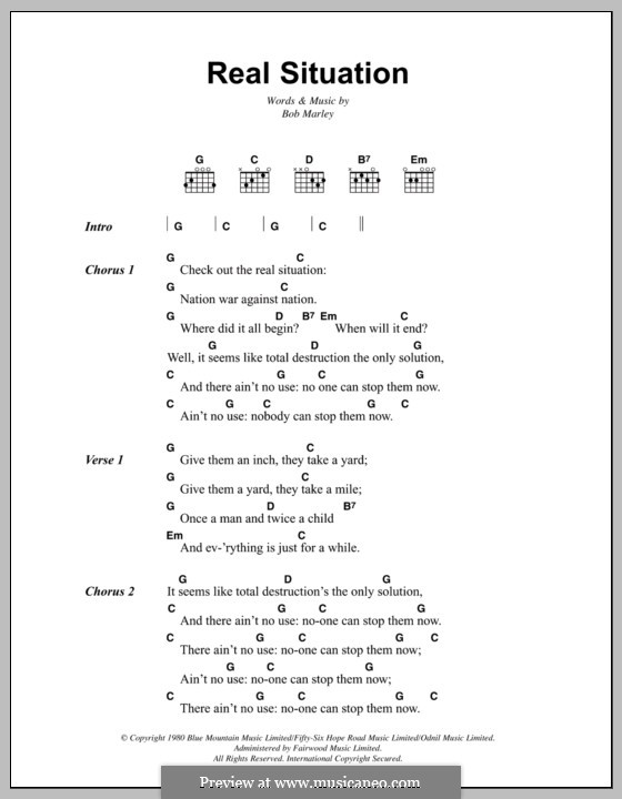 Real Situation: Text und Akkorde by Bob Marley