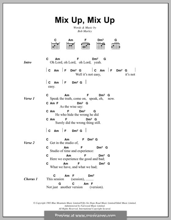 Mix Up, Mix Up: Text und Akkorde by Bob Marley