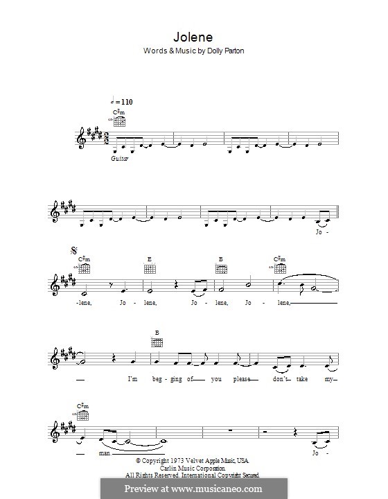 Jolene: Melodie, Text und Akkorde by Dolly Parton