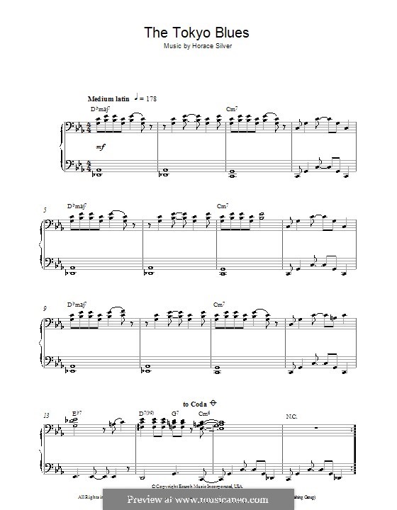 The Tokyo Blues: Für Klavier by Horace Silver