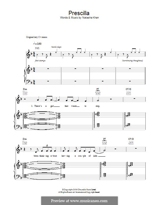 Prescilla (Bat for Lashes): Für Stimme und Klavier (oder Gitarre) by Natasha Khan