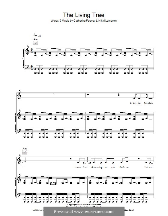The Living Tree (Shirley Bassey): Für Stimme und Klavier (oder Gitarre) by Catherine Feeney, Nikki Lamborn
