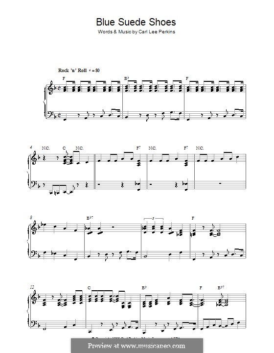 Blue Suede Shoes (Elvis Presley): Für Klavier by Carl Lee Perkins