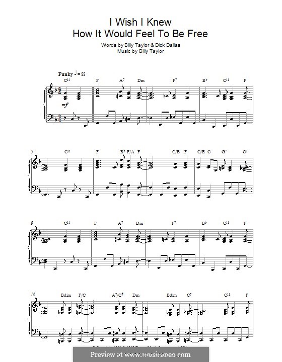 I Wish I Knew How it Would Feel to Be Free: Für Klavier (Nina Simone) by Billy Taylor
