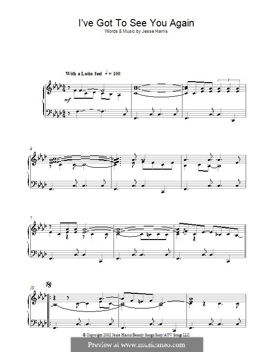 I've Got To See You Again (Norah Jones): Für Klavier by Jesse Harris