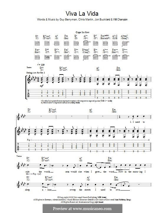 Instrumental version: Für Gitarre mit Tabulatur by Chris Martin, Guy Berryman, Jonny Buckland, Will Champion
