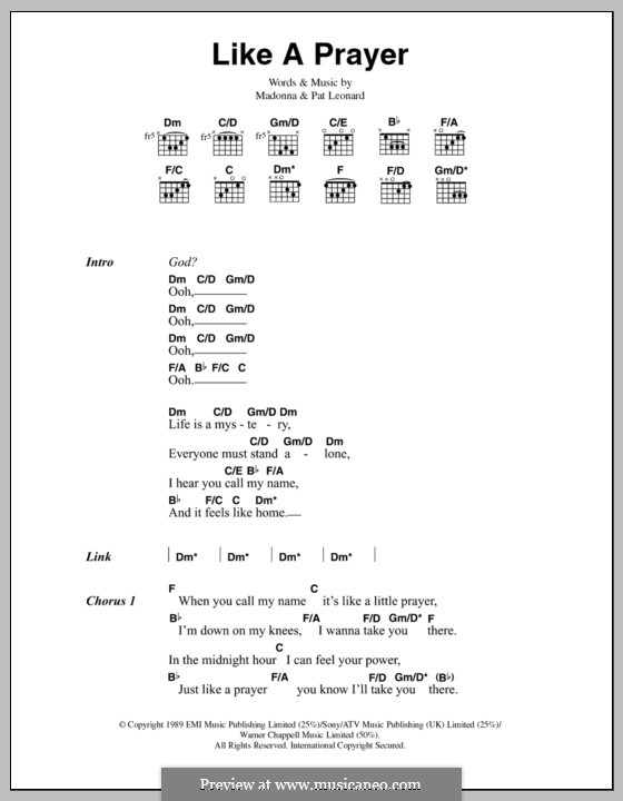 Like a Prayer von Madonna, P. Leonard Noten auf MusicaNeo