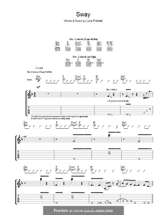 Sway (The Kooks): Für Gitarre mit Tab by Luke Pritchard