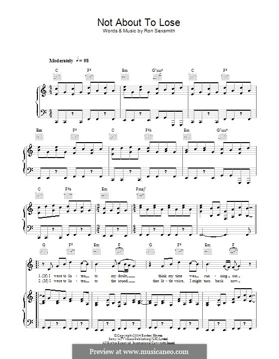 Not About to Lose: Für Stimme und Klavier (oder Gitarre) by Ron Sexsmith