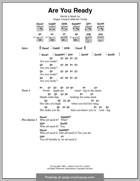 Are You Ready (AC/DC): Text und Akkorde by Angus Young, Malcolm Young