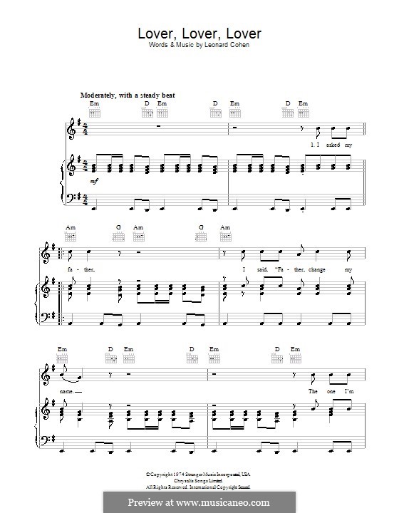 Lover Lover Lover: Für Stimme und Klavier (oder Gitarre) by Leonard Cohen
