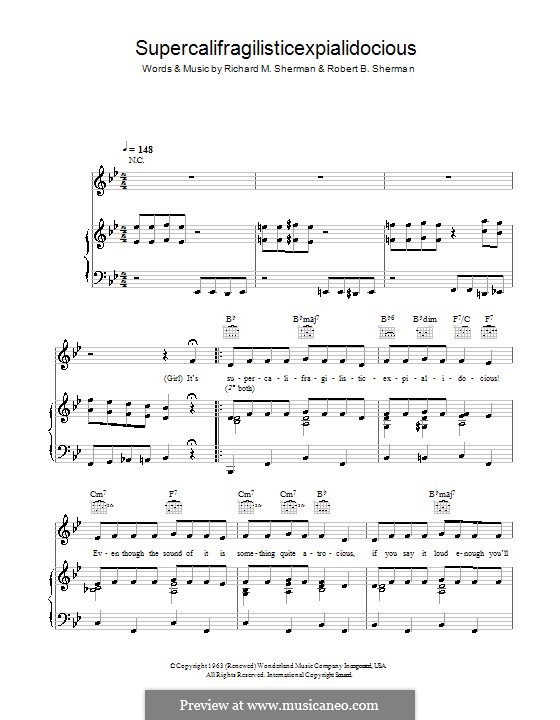 Supercalifragilisticexpialidocious (from Mary Poppins): Für Stimme und Klavier (Julie Andrews) by Richard M. Sherman, Robert B. Sherman