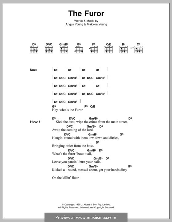 The Furor (AC/DC): Text und Akkorde by Angus Young, Malcolm Young