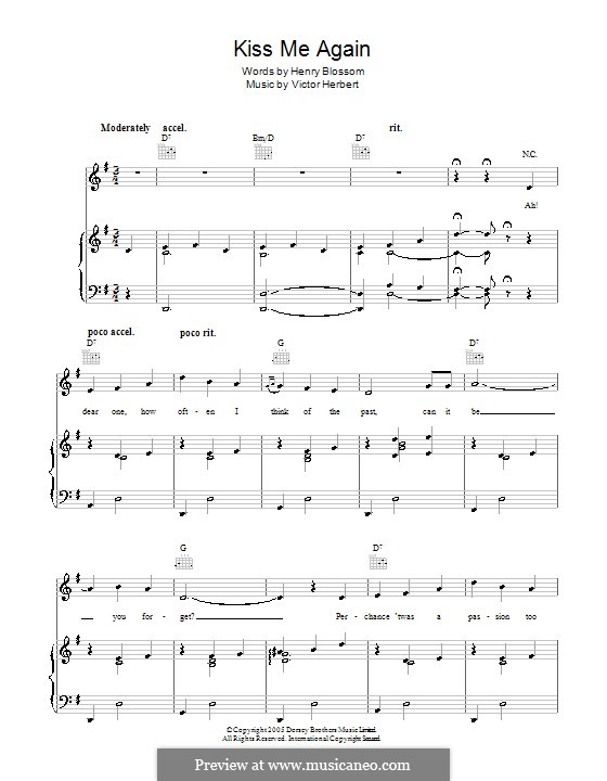 Kiss Me Again: Für Stimme und Klavier (oder Gitarre) by Victor Herbert