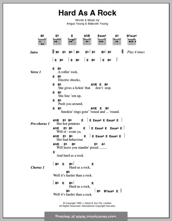 Hard as a Rock (AC/DC) von A. Young, M. Young - Noten auf MusicaNeo