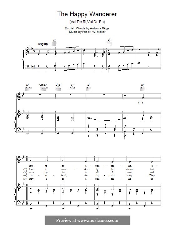 The Happy Wanderer (Val-De-Ri, Val-De-Ra): Für Stimme und Klavier (oder Gitarre) by Friedrich W. Moller
