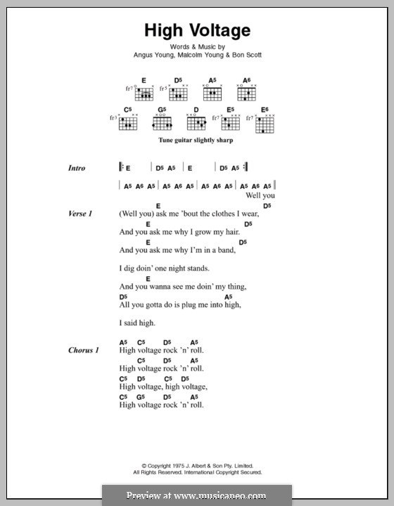 High Voltage (AC/DC) von A. Young, B. Johnson, M. Young auf MusicaNeo