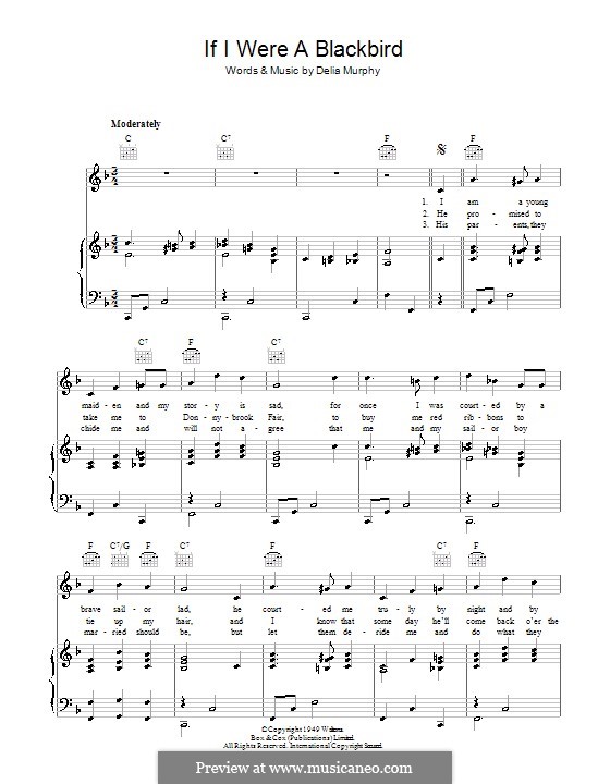 If I Were a Blackbird: Für Stimme und Klavier (oder Gitarre) by Delia Murphy