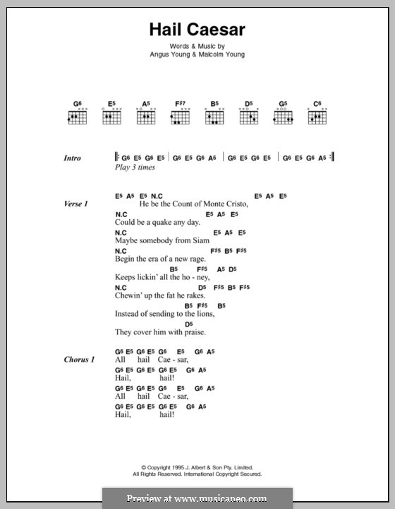 Hail Caesar (AC/DC): Text und Akkorde by Angus Young, Malcolm Young