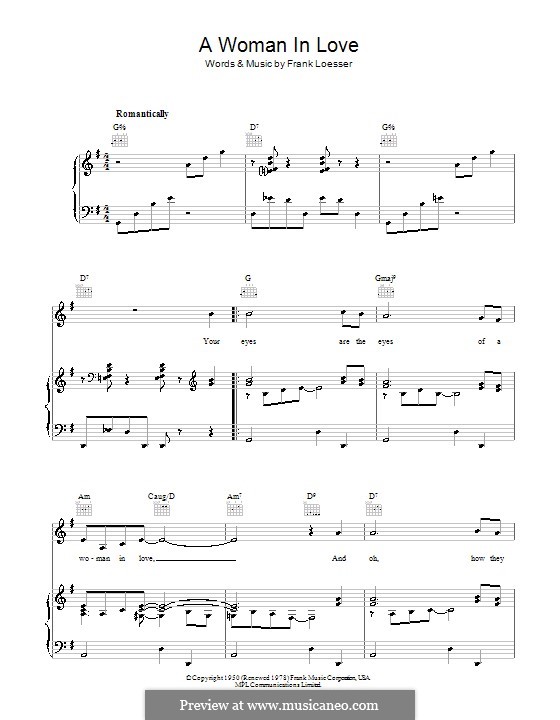 A Woman in Love: Für Stimme und Klavier (oder Gitarre) by Frank Loesser