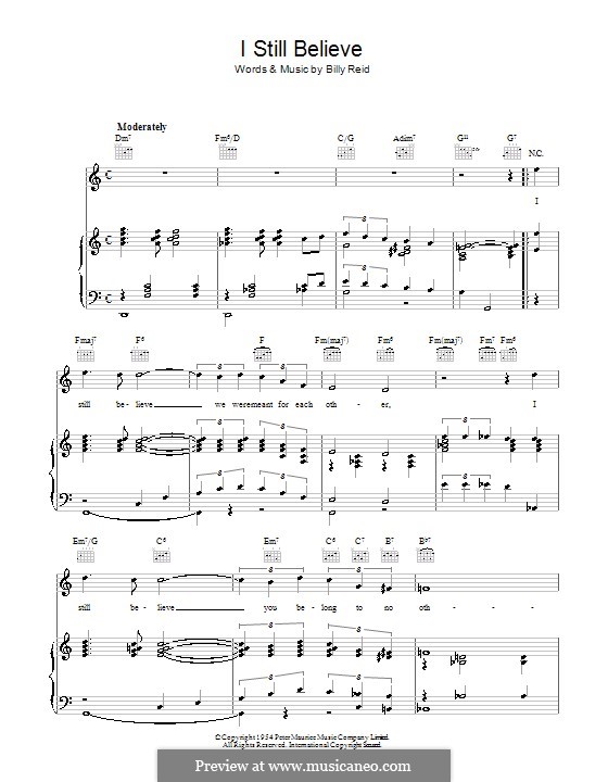 I Still Believe: Für Stimme und Klavier (oder Gitarre) by Billy Reid