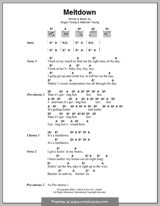 Meltdown (AC/DC): Text und Akkorde by Angus Young, Malcolm Young