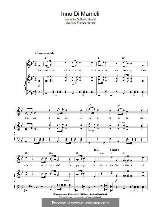 Inno Di Mameli (Italian National Anthem): Für Stimme und Klavier (oder Gitarre) by Michele Novaro