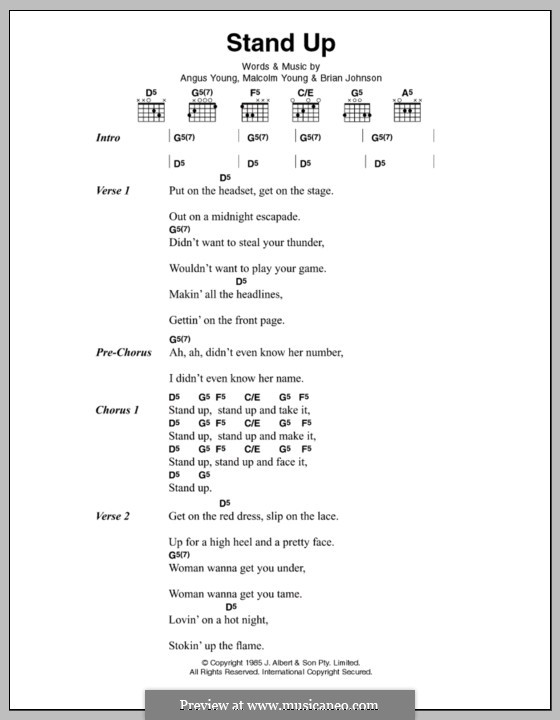 Stand Up (AC/DC) von A. Young, B. Johnson, M. Young - Noten auf MusicaNeo