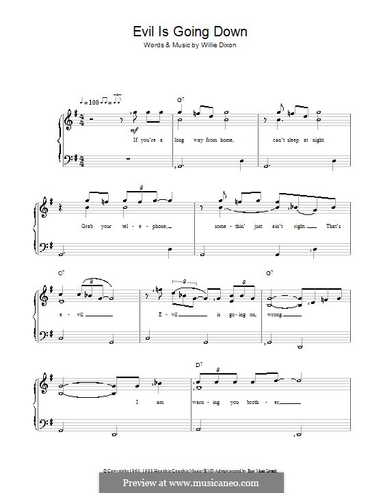Evil (Is Going on): Für Klavier, leicht (Howlin' Wolf) by Willie Dixon