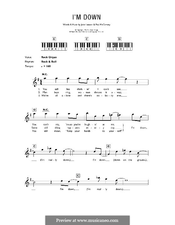 I'm Down (The Beatles): Für Keyboard by John Lennon, Paul McCartney