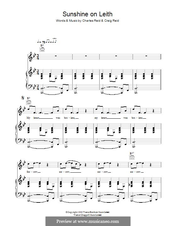 Sunshine on Leith (The Proclaimers): Für Stimme und Klavier (oder Gitarre) by Charles Reid, Craig Reid