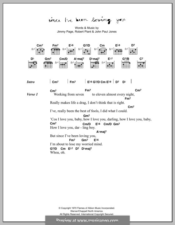 Since I've Been Loving You: Text und Akkorde (Corinne Bailey Rae) by John Paul Jones, Jimmy Page, Robert Plant