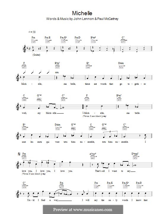 Michelle (The Beatles): Melodie, Text und Akkorde by John Lennon, Paul McCartney