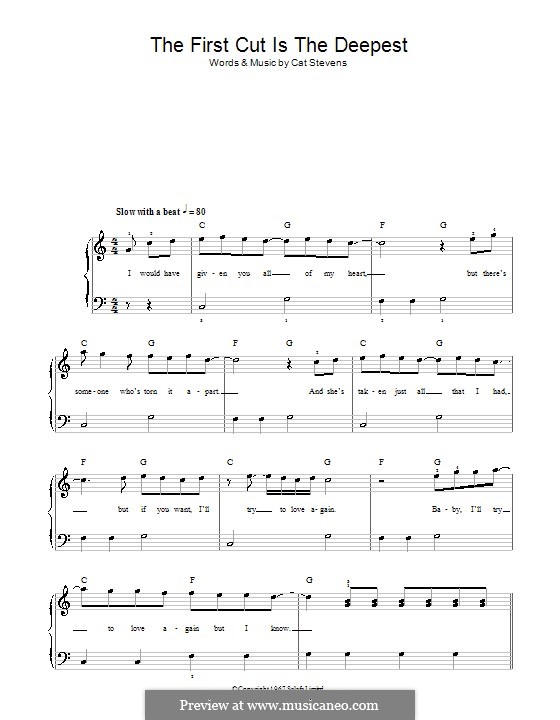 The First Cut Is the Deepest: Für Klavier, leicht by Cat Stevens