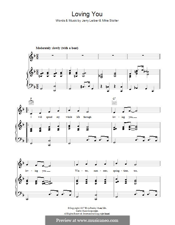 Loving You (Elvis Presley): Für Stimme und Klavier (oder Gitarre) by Jerry Leiber, Mike Stoller