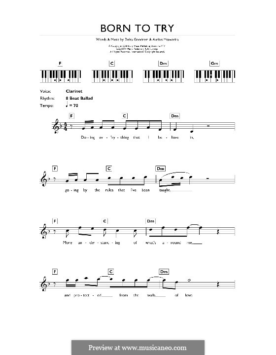 Born to Try: Für Keyboard by Audius Mtawarira, Delta Goodrem