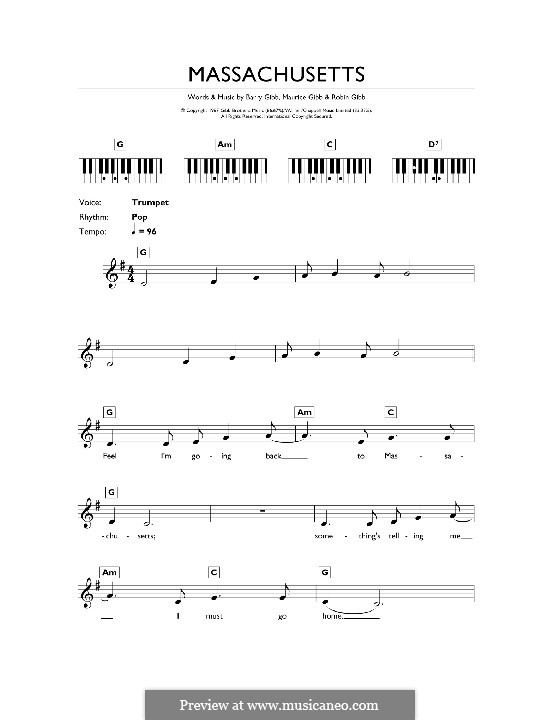 Massachusetts (The Lights Went Out) von B. Gibb, M. Gibb, R. Gibb auf