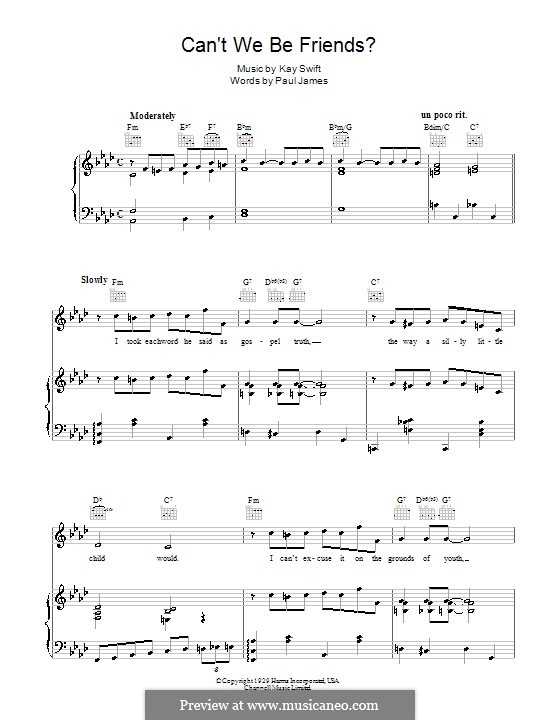 Can't We Be Friends (Frank Sinatra): Für Stimme und Klavier (oder Gitarre) by Kay Swift