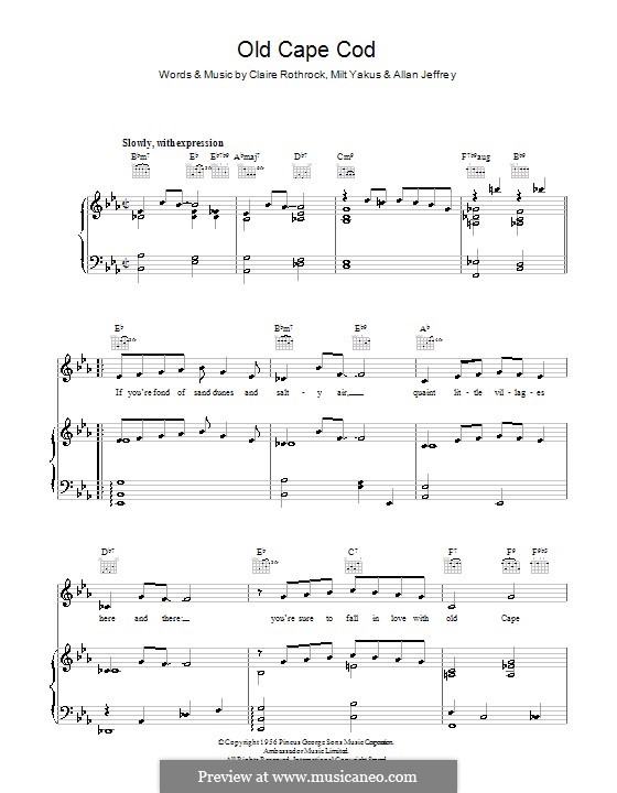 Old Cape Cod: Für Stimme und Klavier (oder Gitarre) by Allan Jeffrey, Claire Rothrock, Milton Yakus