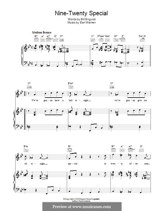 Nine-Twenty Special: Für Stimme und Klavier (oder Gitarre) by Earl Warren