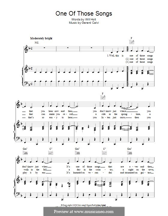 One of Those Songs (Le Bal De Madame de Mortemouille): Für Stimme und Klavier (oder Gitarre) by Gerard Calvi