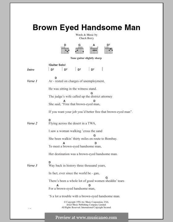 Brown Eyed Handsome Man: Text und Akkorde by Chuck Berry