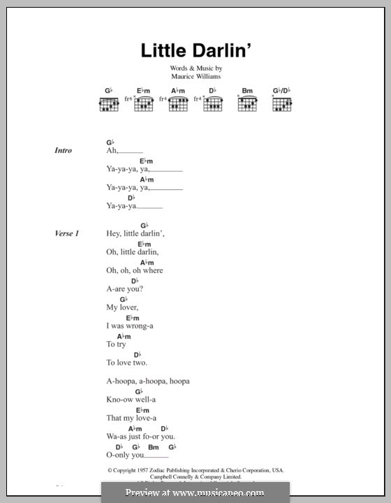Little Darlin' (The Diamonds): Texte und Akkorde by Maurice Williams