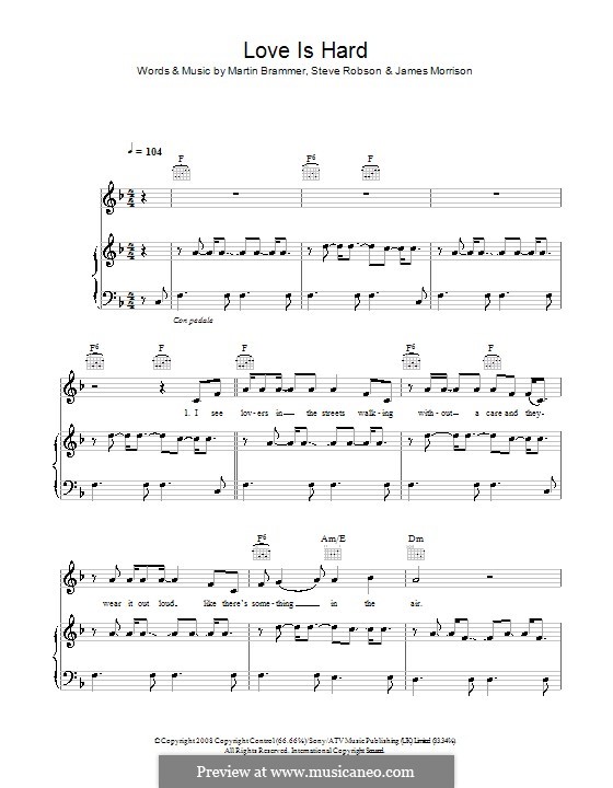 Love Is Hard (James Morrison): Für Stimme und Klavier (oder Gitarre) by Martin Brammer, Steve Robson