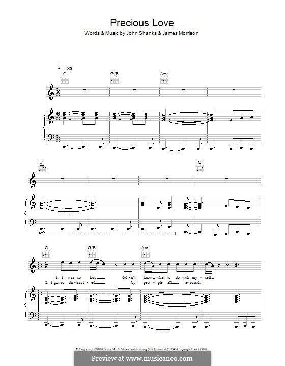 Precious Love (James Morrison): Für Stimme und Klavier (oder Gitarre) by John M Shanks